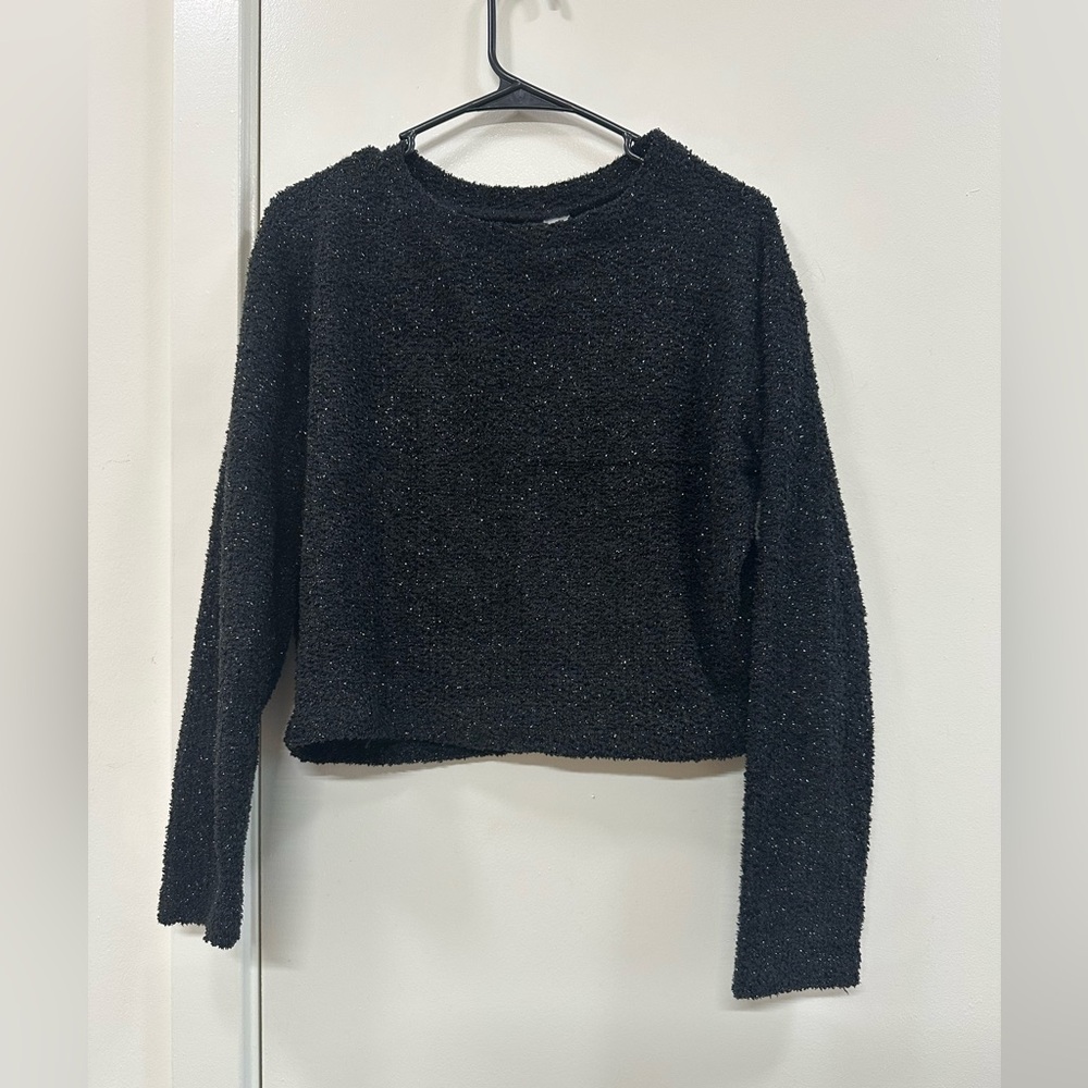 Splash Black Textured Long Sleeve Top